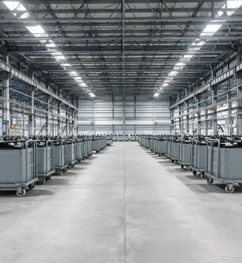 Warehouse charging aisle used as a site-interface reminder